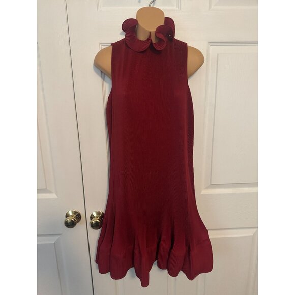 Tibi Pleated Ruffled Sleeveless Red Dress XS - Picture 1 of 13